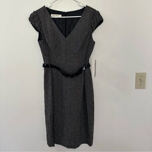 Evan Picone grey pencil shift dress with a black faux leather belt size‎ 8